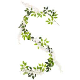 Living and Home Silk Wisteria Artificial Vine Garland 190cm - Size: 10 x 190 x 10cm - White - Wilko - thumbnail 1