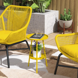 Outsunny Single Shelf Yellow Round Garden Coffee Table - Size: 51 x 32 x 32cm - Wilko - thumbnail 5