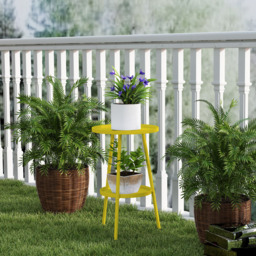 Outsunny Single Shelf Yellow Round Garden Coffee Table - Size: 51 x 32 x 32cm - Wilko - thumbnail 6