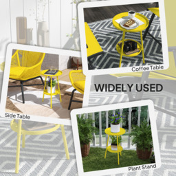 Outsunny Single Shelf Yellow Round Garden Coffee Table - Size: 51 x 32 x 32cm - Wilko - thumbnail 7