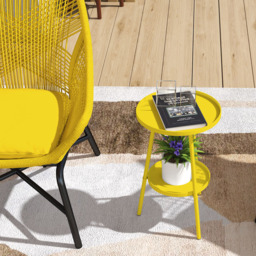 Outsunny Single Shelf Yellow Round Garden Coffee Table - Size: 51 x 32 x 32cm - Wilko - thumbnail 4