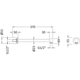 nuie Chrome Wall Mounted Shower Arm 55mm - Size: 5.5 x 5.5 x 37cm - Silver - Wilko - thumbnail 4
