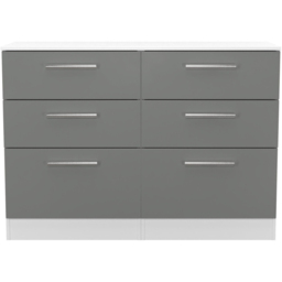 Crowndale Contrast 6 Drawer Dusk Grey and White Wide Chest of Drawers Ready Assembled - Dusk Grey & White - Wilko - thumbnail 3