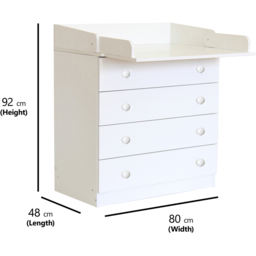 Kudl 4 Drawer White Baby Storage Unit with Changing Board - Wilko - thumbnail 5
