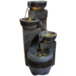 Tranquillity 4-Tier Pebble Bowls Modern LED Water Feature - Size: 49 x 28 x 24cm - Grey - Wilko - thumbnail 1