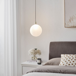 Furniturebox Alicia Frosted Glass Globe Brass Pendant Light - Size: 25 x 25 x 115.5cm - White - Wilko - thumbnail 7