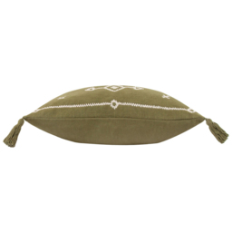 Yard Folis Khaki Embroidered Cushion - Size: 50 x 30 cm - Green - Yard Living - Wilko - thumbnail 4