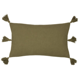 Yard Folis Khaki Embroidered Cushion - Size: 50 x 30 cm - Green - Yard Living - Wilko - thumbnail 6