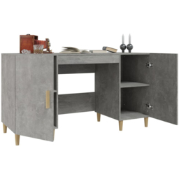 vidaXL 2 Door Computer Desk Concrete Grey and Gold - Size: 75 x 140 x 50cm - Wilko - thumbnail 5