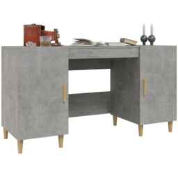 vidaXL 2 Door Computer Desk Concrete Grey and Gold - Size: 75 x 140 x 50cm - Wilko - thumbnail 4