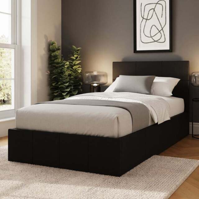 GFW Single Black End Lift Ottoman Bed - Wilko - image 1