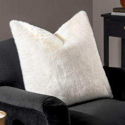 Paoletti Stanza Ecru Faux Fur Cushion - Size: 55 x 55 cm - Cream - Wilko - thumbnail 3
