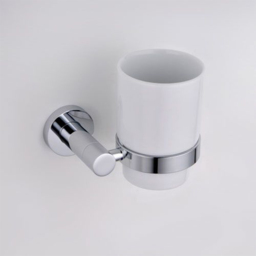 Nes Home Chrome Round Glass Tumbler with Holder - Size: 9.5 x 10 x 11cm - Silver - Wilko - thumbnail 3