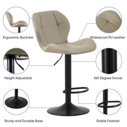 Stella Brown Height Adjustable Bar Stool with Footrest Set of 2 - MCC - Wilko - thumbnail 4