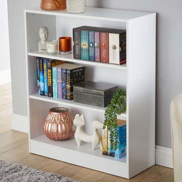 Home Source Clara 3 Shelf White Short Bookcase - Wilko - image 1