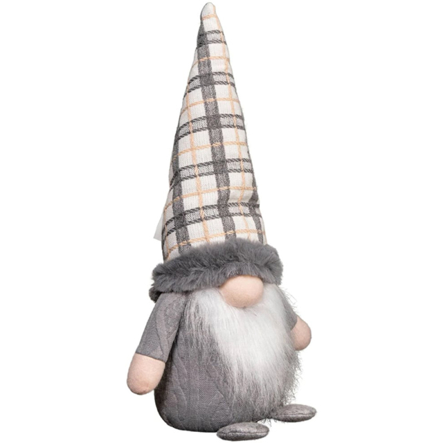 Samuel Alexander Grey Tartan Hat Standing Gonk Christmas Decoration 35cm - Size: 35 x 15 x 15cm - Wilko - image 1