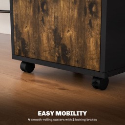 HOMCOM Single Door Single Drawer Rustic Brown Filing Cabinet - Size: 60.0 cm x 35.0 cm x 40.0 cmcm - Wilko - thumbnail 7