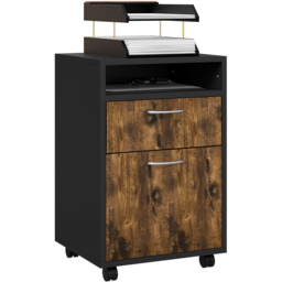 HOMCOM Single Door Single Drawer Rustic Brown Filing Cabinet - Size: 60.0 cm x 35.0 cm x 40.0 cmcm - Wilko - thumbnail 3
