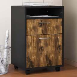 HOMCOM Single Door Single Drawer Rustic Brown Filing Cabinet - Size: 60.0 cm x 35.0 cm x 40.0 cmcm - Wilko