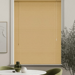 New Edge Blinds Wood Grain PVC Venetian Blind Natural 65cm - Size: W 65 x D 152cm - Cream - Wilko