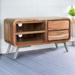 Brooklyn Aleiny 2 Drawer 2 Shelf Hardwood TV Cabinet - Brown - Wilko - thumbnail 1