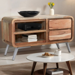 Brooklyn Aleiny 2 Drawer 2 Shelf Hardwood TV Cabinet - Brown - Wilko - thumbnail 5