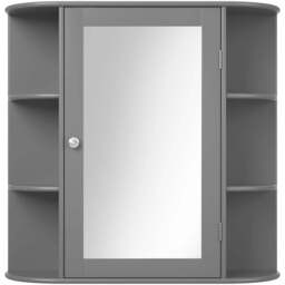 Costway Single Door 6 Shelf Grey Mirrored Bathroom Cabinet - Size: 76 x 43xm - Wilko - thumbnail 3