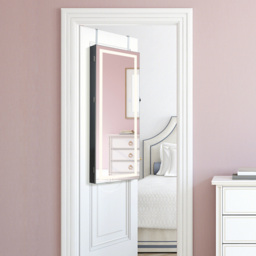Costway White 3 Colour LED Lockable Jewellery Mirror Cabinet - Size: 37 x 10.5 x 108cm - Wilko - thumbnail 3
