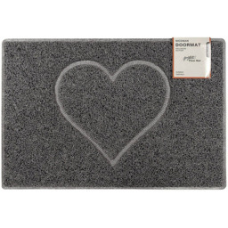Oseasons Grey Heart Embossed Doormat with Open Back 60 x 40cm - Wilko
