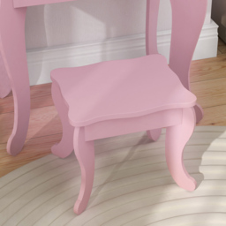 HOMCOM Single Drawer Pink Tri-Folding Mirror Makeup Dressing and Table Set - Size: 85.5 x 40 x 63cm - Wilko - thumbnail 6