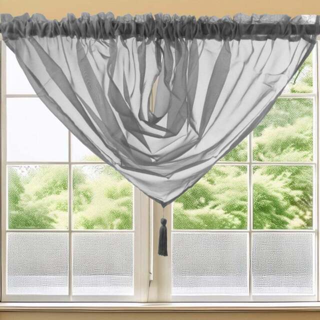 Velosso Riva Charcoal Swag Curtain 112 x 99cm - Grey - Wilko - image 1