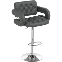 Portland Grey PU Leather Height Adjustable Swivel Bar Stool - Size: Single - Wilko - thumbnail 3