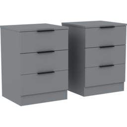 Vida Designs Trega 3 Drawer Grey Bedside Cabinet Set of 2 - Wilko - thumbnail 4