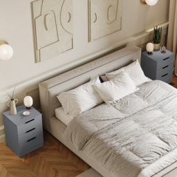 Vida Designs Trega 3 Drawer Grey Bedside Cabinet Set of 2 - Wilko - thumbnail 5