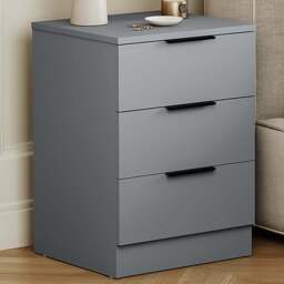 Vida Designs Trega 3 Drawer Grey Bedside Cabinet Set of 2 - Wilko - thumbnail 1