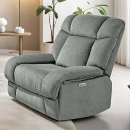 DS Living The Torino Silver Fabric Electric Recliner Chair - Size: 93 x 161 x 108cm - Wilko