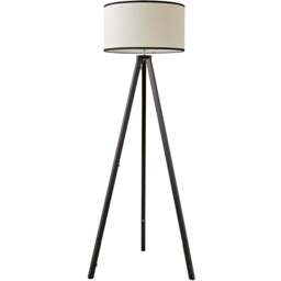 ValueLights Barbro Trim Drum Shade Black Tripod Floor Lamp and Bulb - Wilko