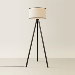 ValueLights Barbro Trim Drum Shade Black Tripod Floor Lamp and Bulb - Wilko - thumbnail 6