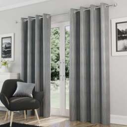 Enhanced Living Goodwood Silver Embossed Wave Thermal Eyelet Curtain 117 x 137cm - Wilko