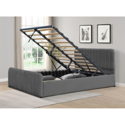 Comfy Living Double Dark Grey Brushed Velvet Gas Lift Ottoman Bedframe - Wilko - thumbnail 4