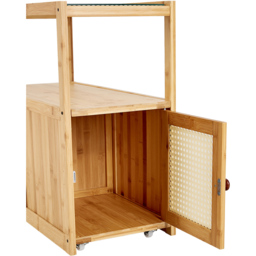 Living and Home 2 Tier 2 Door Wooden Glass Side Table with Wheels - Size: 61 x 67 x 30.5cm - Brown - Wilko - thumbnail 6