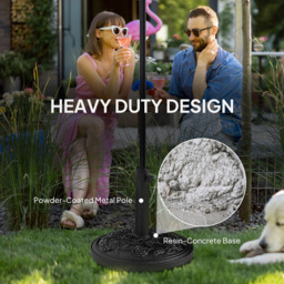 Outsunny Black Floral Rose Pattern Parasol Base with Wheels 21kg - Size: 42 x 49 x 49cm - Wilko - thumbnail 6
