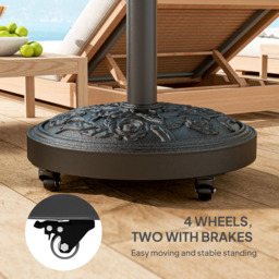 Outsunny Black Floral Rose Pattern Parasol Base with Wheels 21kg - Size: 42 x 49 x 49cm - Wilko - thumbnail 7