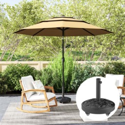 Outsunny Black Floral Rose Pattern Parasol Base with Wheels 21kg - Size: 42 x 49 x 49cm - Wilko - thumbnail 4