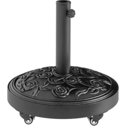 Outsunny Black Floral Rose Pattern Parasol Base with Wheels 21kg - Size: 42 x 49 x 49cm - Wilko
