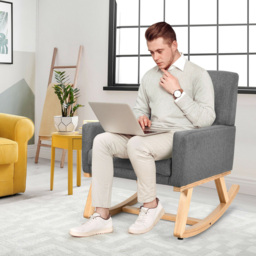 Costway Grey Upholstered Recliner Rocking Armchair - Size: Single - Wilko - thumbnail 6