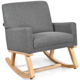 Costway Grey Upholstered Recliner Rocking Armchair - Size: Single - Wilko - thumbnail 3