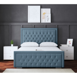 DS Living Allegra Double Blue Upholstered Ottoman Bed with Headboard - Wilko - thumbnail 5