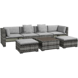 Outsunny 6 Seater Mixed Grey Rattan Sofa Lounge Set - Wilko - thumbnail 3
