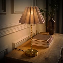 ValueLights Maeve Grey and Gold Scallop Pleated Tapered Shade Bobbin Bobble Table Lamp and Bulb - Size: 37.3 x 25 x 25cm - Wilko - thumbnail 7
